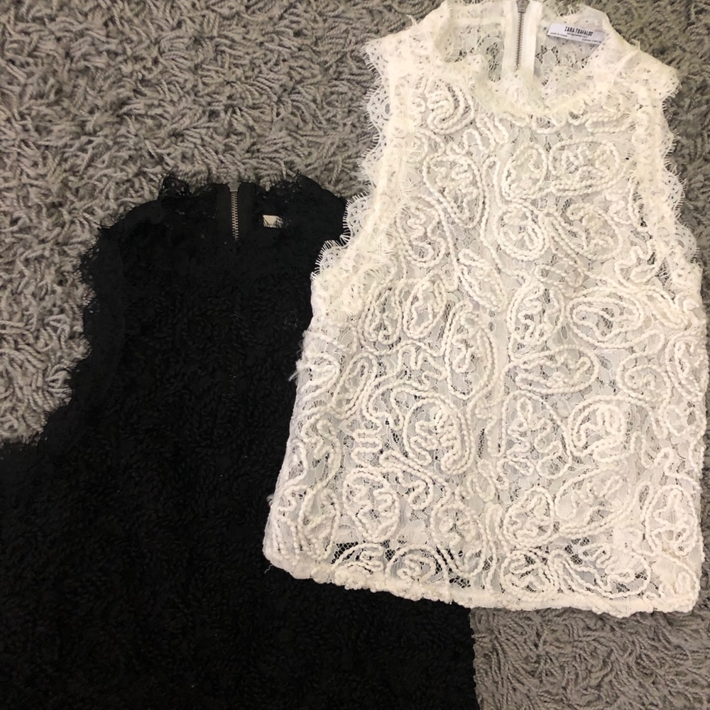 2 for 1 // Black & White Laced Highneck Tops